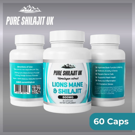 PURE SHILAJIT UK EXTRACT CAPSULES - LIONS MANE & SHILAJIT